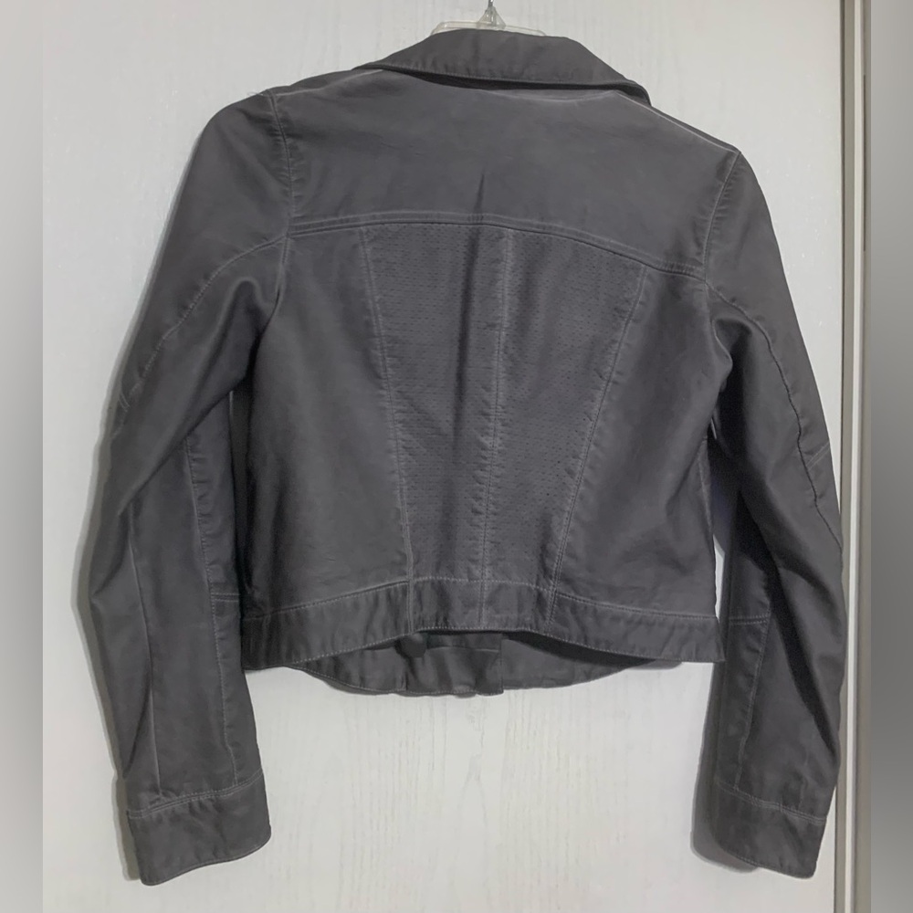 Anthropologie Hei Hei Gray Faux Leather Moto Jacket - Picture 4 of 6